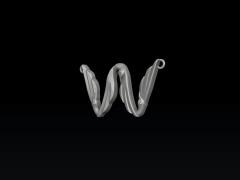 Bird Letter W Pendant 3D print model 3D Print Model