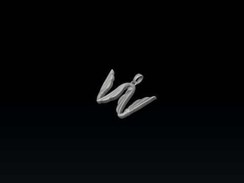 Bird Letter W Pendant 3D print model 3Dプリントモデル