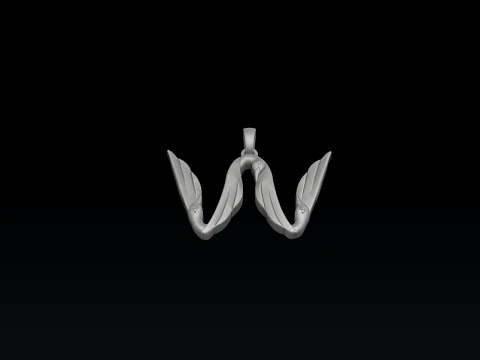 Bird Letter W Pendant 3D print model 3D Print Model