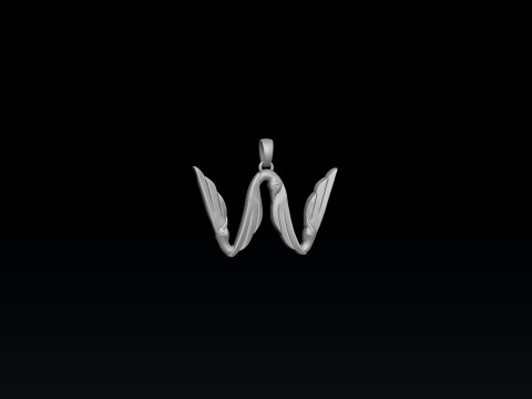 Bird Letter W Pendant 3D print model 3Dプリントモデル
