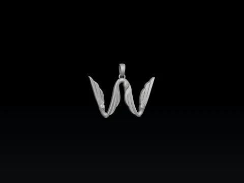 Bird Letter W Pendant 3D print model 3D Print Model