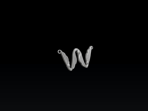 Bird Letter W Pendant 3D print model 3Dプリントモデル