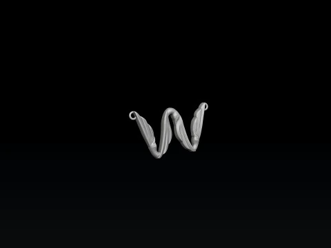 Bird Letter W Pendant 3D print model 3D Print Model