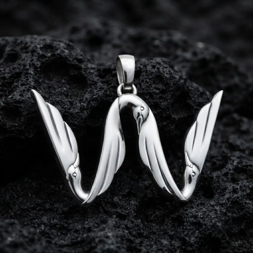 Bird Letter W Pendant 3D print model 3D Print Model .c4d .max .obj .3ds .fbx .stl .blend