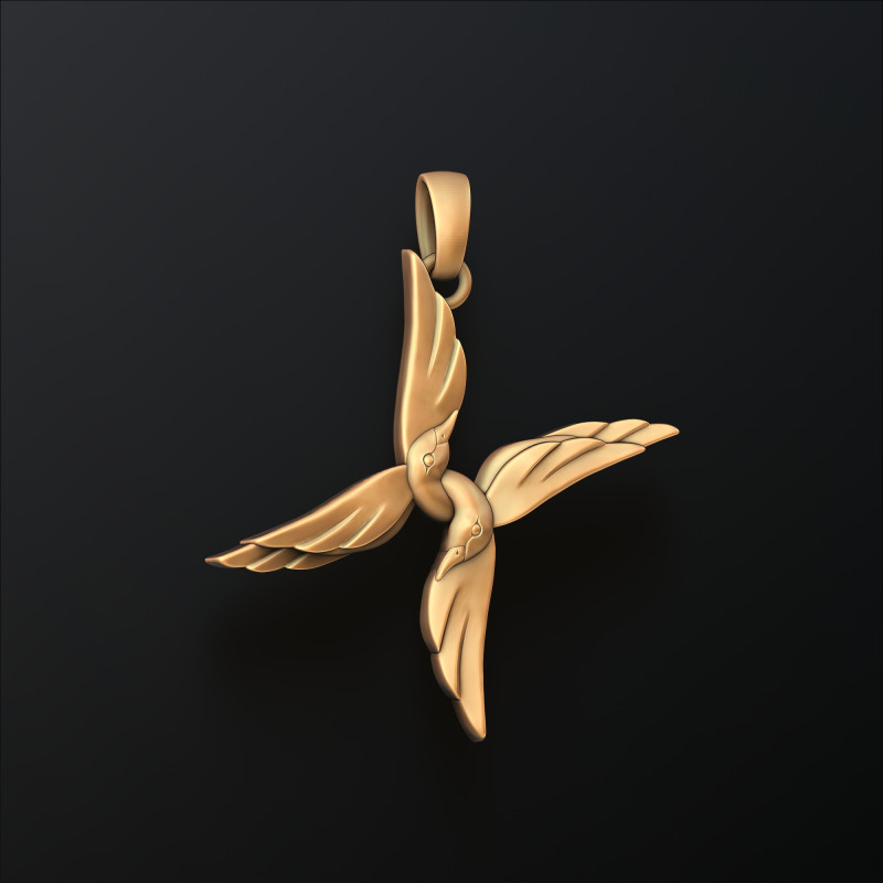 Bird Letter X Pendant 3D print model 3D 打印模型 .c4d .max .obj .3ds .fbx .stl .blend