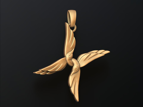 Bird Letter X Pendant 3D print model 3Dプリントモデル