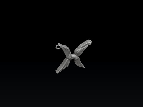 Bird Letter X Pendant 3D print model 3D 打印模型