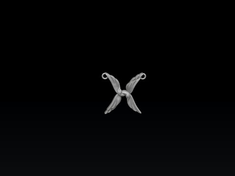 Bird Letter X Pendant 3D print model 3D 打印模型