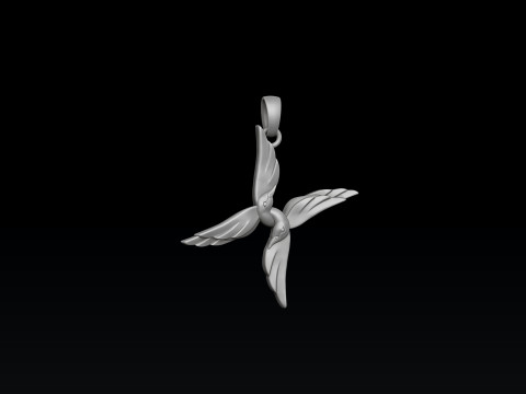 Bird Letter X Pendant 3D print model 3D 打印模型