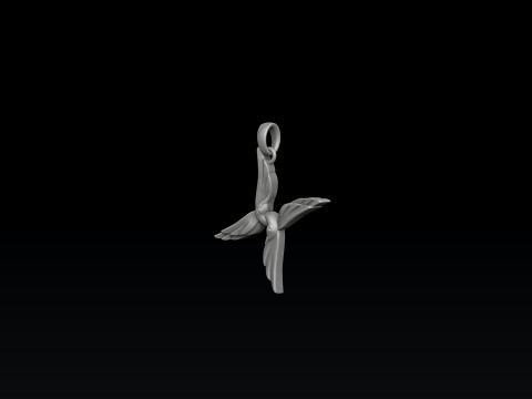 Bird Letter X Pendant 3D print model 3D 打印模型