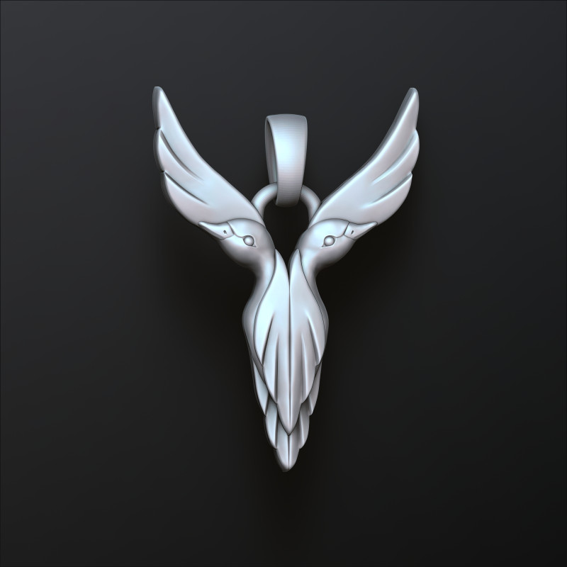 Bird Letter Y Pendant 3D print model Model Cetak 3D .c4d .max .obj .3ds .fbx .stl .blend