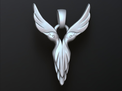 Bird Letter Y Pendant 3D print model 3Dプリントモデル