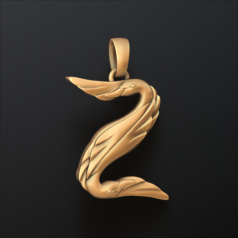 Bird Letter Z Pendant 3D print model Model do druku 3D .c4d .max .obj .3ds .fbx .stl .blend