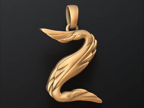 Bird Letter Z Pendant 3D print model 3Dプリントモデル