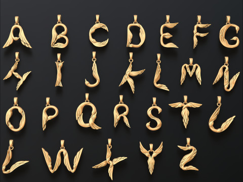 Bird Letter Pendants Pack 3D print model 3D Принт Модель
