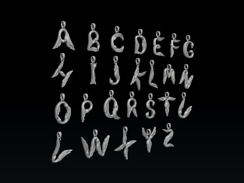 Bird Letter Pendants Pack 3D print model 3Dプリントモデル