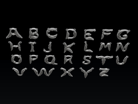 Bird Letter Pendants Pack 3D print model 3Dプリントモデル