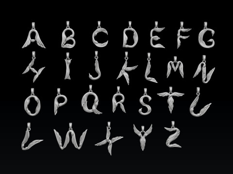 Bird Letter Pendants Pack 3D print model 3Dプリントモデル