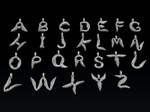 Bird Letter Pendants Pack 3D print model 3Dプリントモデル
