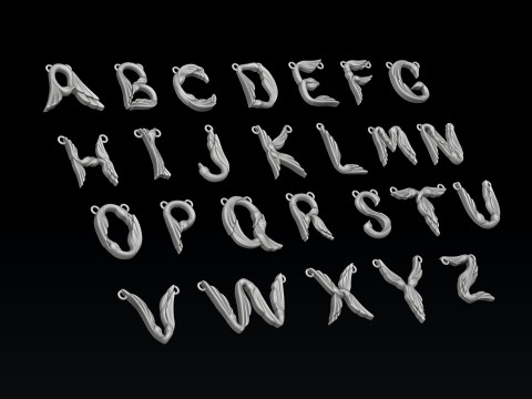 Bird Letter Pendants Pack 3D print model 3Dプリントモデル
