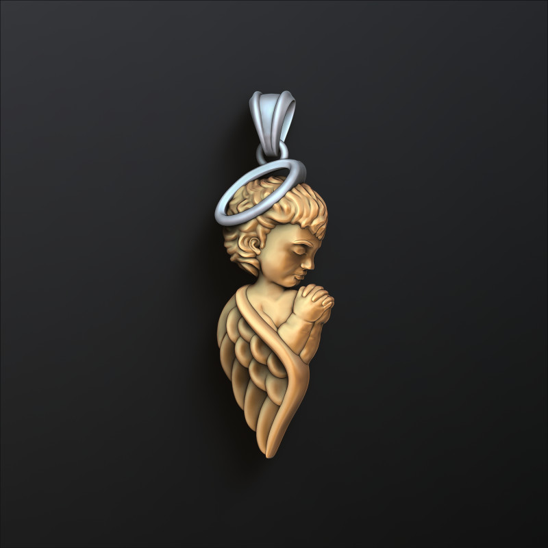 Praying Baby Angel Pendant 3D print model 3D Print Model .c4d .max .obj .3ds .fbx .stl .blend 