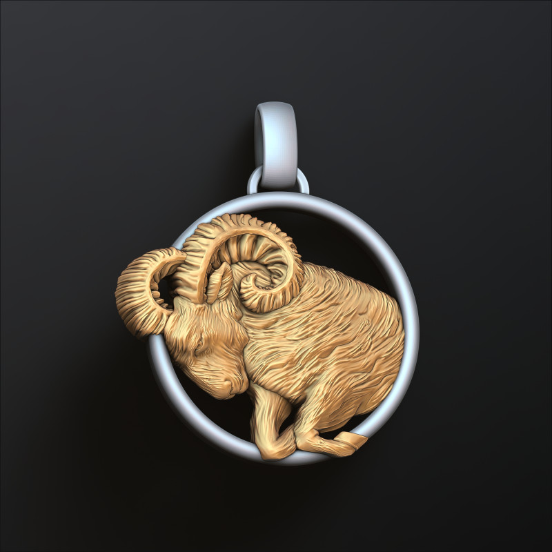 Zodiac Horoscope Aries Pendant 3D print model 3D 打印模型 .c4d .max .obj .3ds .fbx .stl .blend