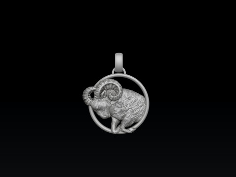 Zodiac Horoscope Aries Pendant 3D print model 3D 打印模型
