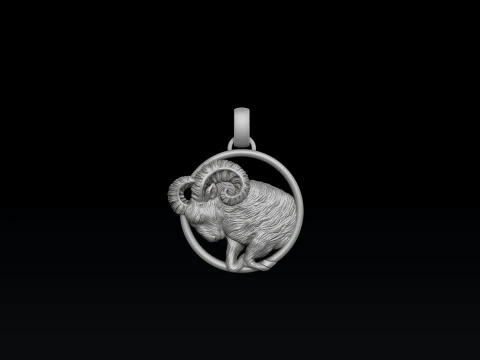 Pingente de &Aacute;ries do Hor&oacute;scopo do Zod&iacute;aco Modelo de impress&atilde;o 3D Modelo de Impressão 3D