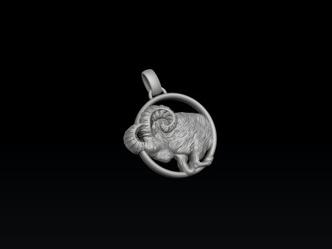 Zodiac Horoscope Aries Pendant 3D print model 3D 打印模型