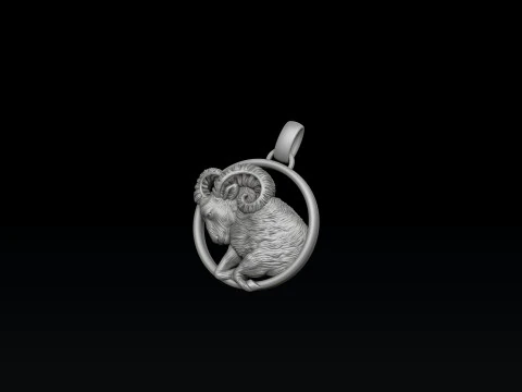 Pingente de &Aacute;ries do Hor&oacute;scopo do Zod&iacute;aco Modelo de impress&atilde;o 3D Modelo de Impressão 3D