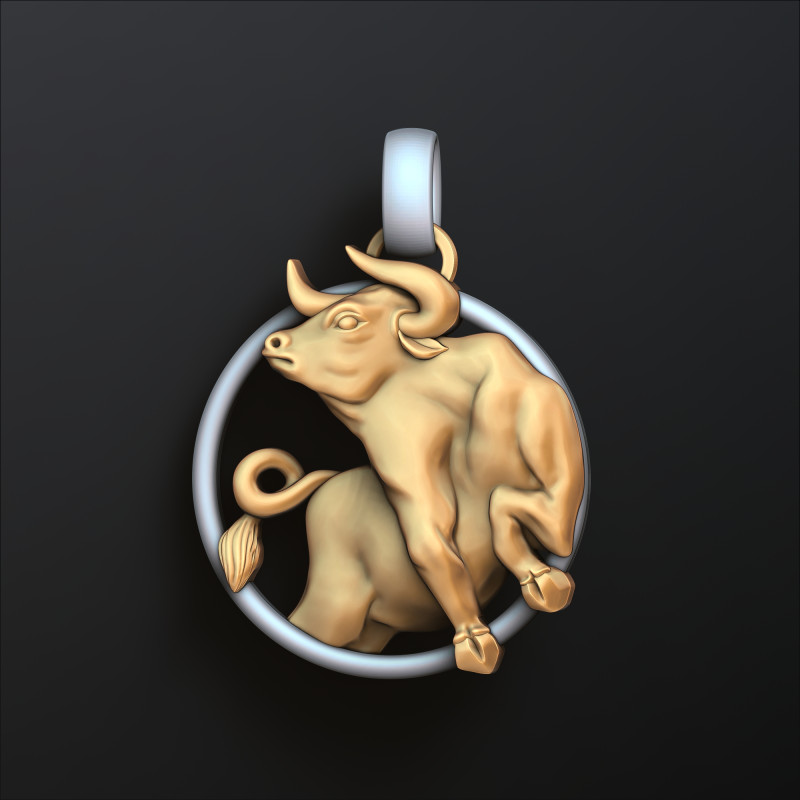 Zodiac Horoscope Taurus Pendant 3D print model 3D Druckmodell .c4d .max .obj .3ds .fbx .stl .blend 