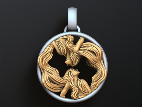 Zodiac Horoscope Gemini Pendant 3D print model 3Dプリントモデル