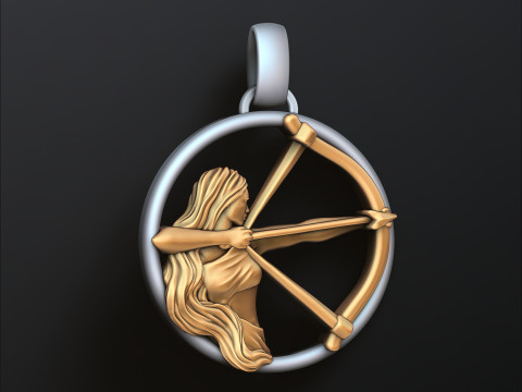 Zodiac Horoscope Sagittarius Pendant 3D print model 3Dプリントモデル