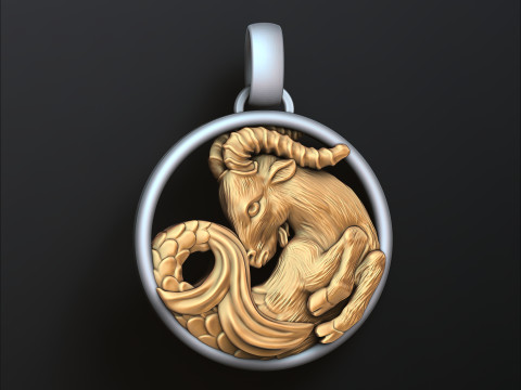 Zodiac Horoscope Capricorn Pendant 3D print model 3Dプリントモデル