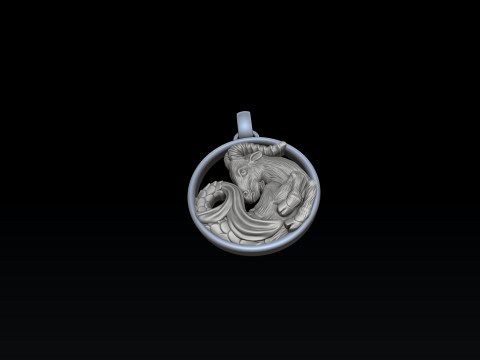 Zodiac Horoscope Capricorn Pendant 3D print model 3Dプリントモデル