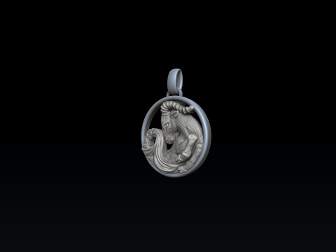 Zodiac Horoscope Capricorn Pendant 3D print model 3Dプリントモデル