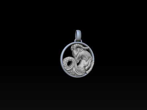 Zodiac Horoscope Capricorn Pendant 3D print model 3Dプリントモデル