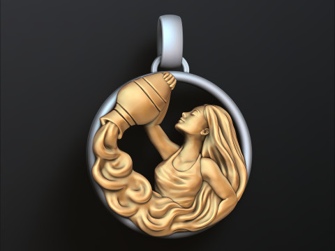 Zodiac Horoscope Aquarius Pendant 3D print model 3D Print Model