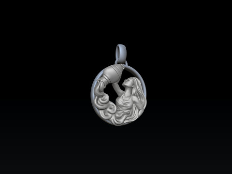 Zodiac Horoscope Aquarius Pendant 3D print model 3Dプリントモデル