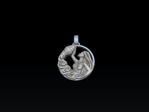 Zodiac Horoscope Aquarius Pendant 3D print model 3Dプリントモデル
