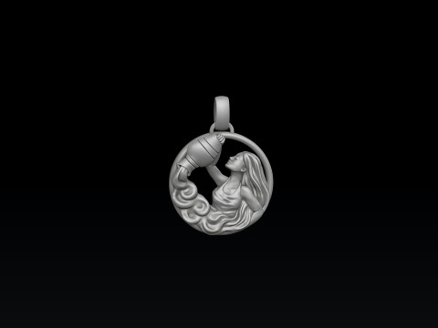 Zodiac Horoscope Aquarius Pendant 3D print model 3Dプリントモデル