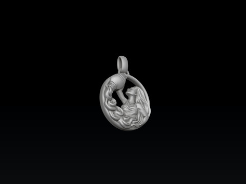 Zodiac Horoscope Aquarius Pendant 3D print model 3Dプリントモデル