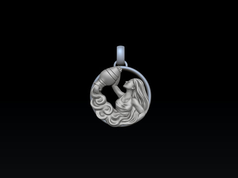 Zodiac Horoscope Aquarius Pendant 3D print model 3Dプリントモデル