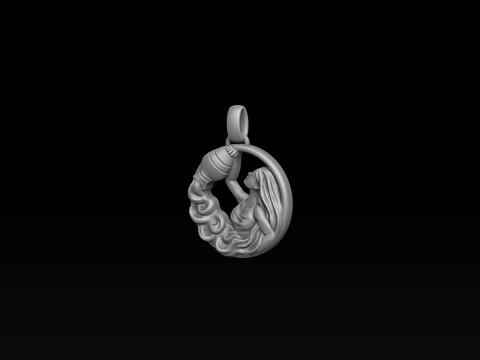 Zodiac Horoscope Aquarius Pendant 3D print model 3Dプリントモデル