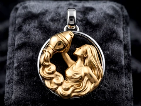 Zodiac Horoscope Aquarius Pendant 3D print model 3D Print Model