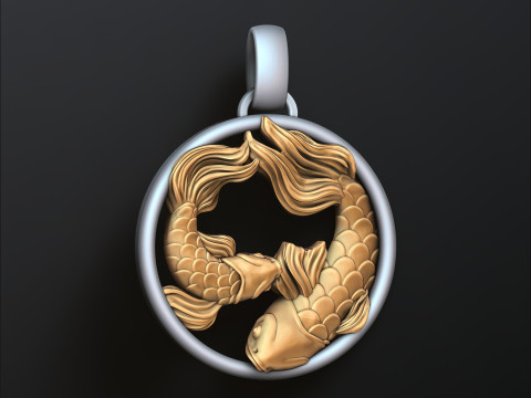 Zodiac Horoscope Pisces Pendant 3D print model 3Dプリントモデル