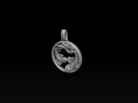 Zodiac Horoscope Pisces Pendant 3D print model Model Cetak 3D