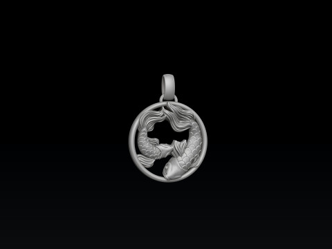 Zodiac Horoscope Pisces Pendant 3D print model Model Cetak 3D