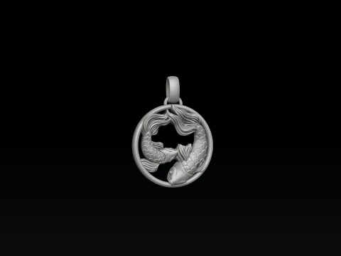 Zodiac Horoscope Pisces Pendant 3D print model 3D Print Model