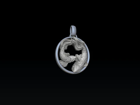 Zodiac Horoscope Pisces Pendant 3D print model 3D Print Model